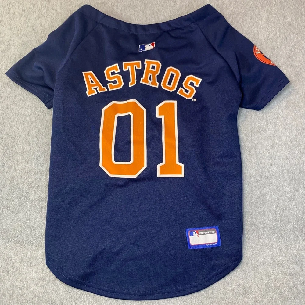 Pets First Houston Astros Dog Size Large Jersey Navy Blue‎ MLB Baseball EUC